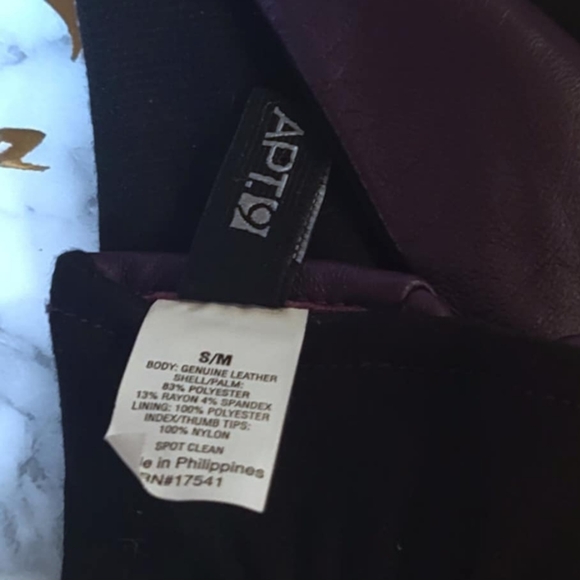 Apt 9 Purple Leather Gloves w/ Touchscreen Fingertips on Index/Thumb, Medium - Picture 3 of 3